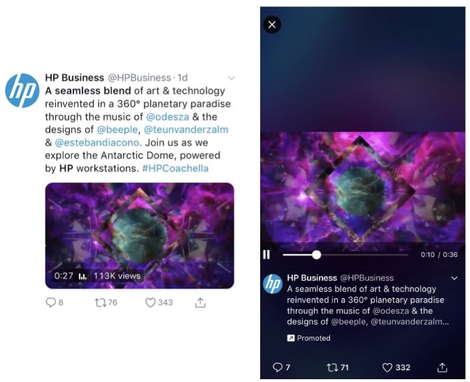 hp business mobile ad on twitter