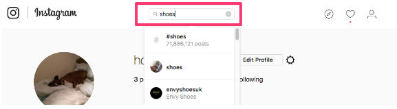 instagram search for shoes