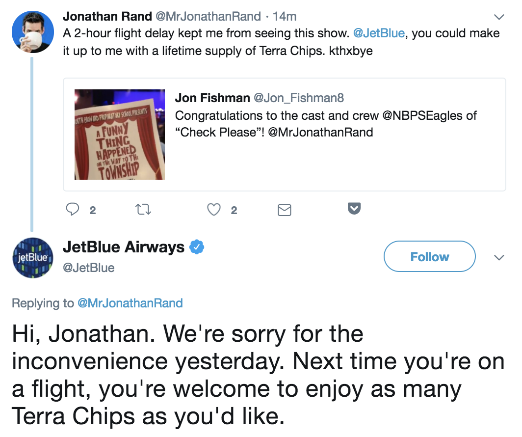 jetblue customer service on twitter