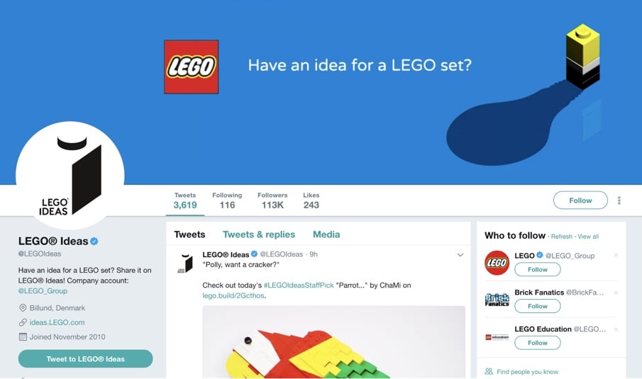 lego facebook page in 2018