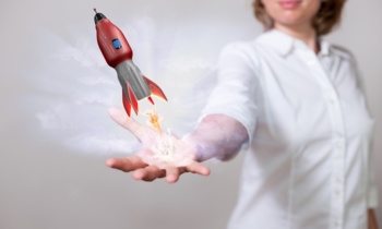 Woman Hand Flying Rocket