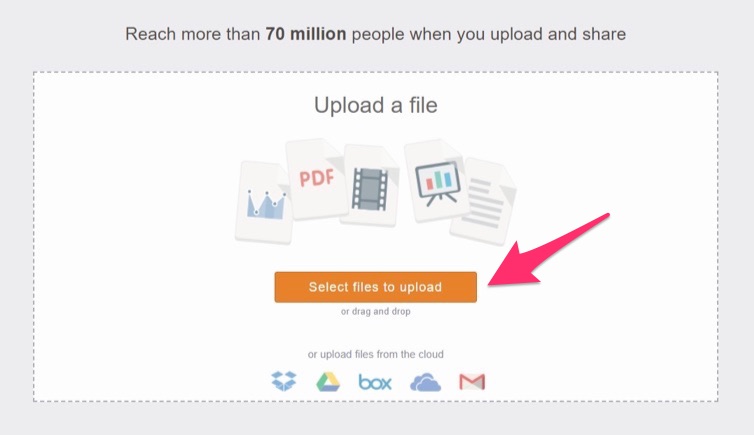 select files to upload to slideshare
