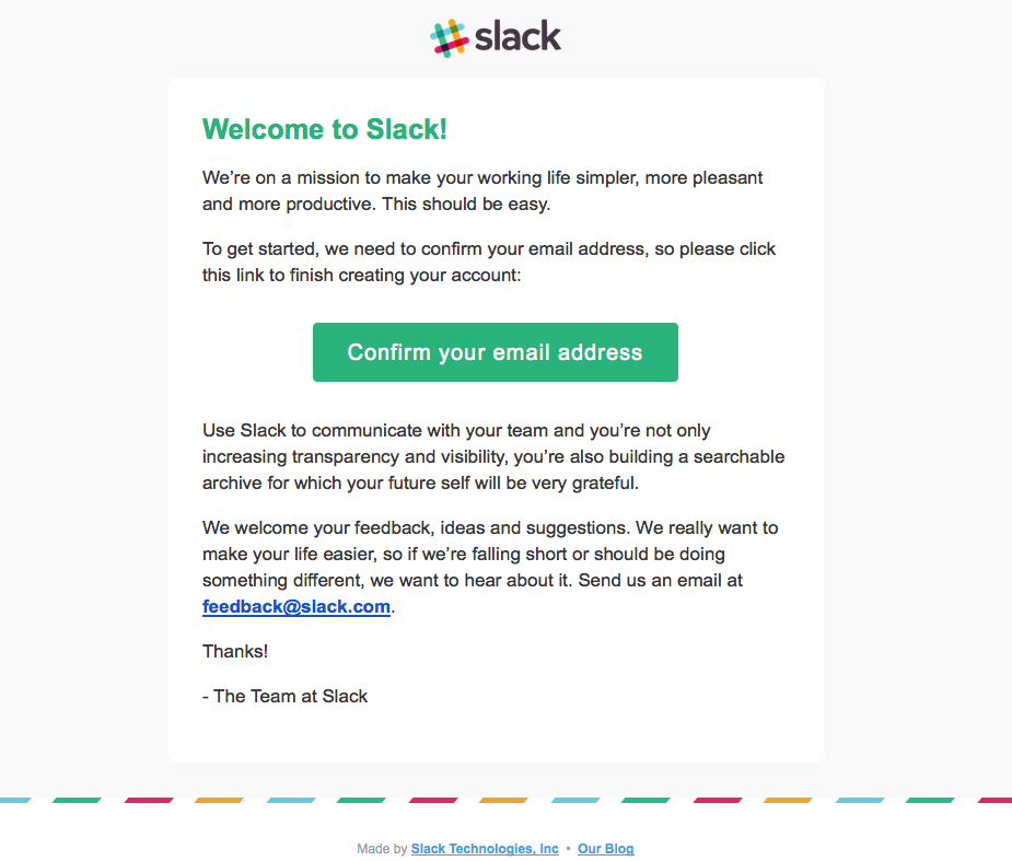 welcome to slack onboarding email