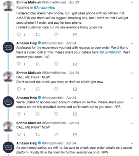 amazon dealing with crazy customer on twitter