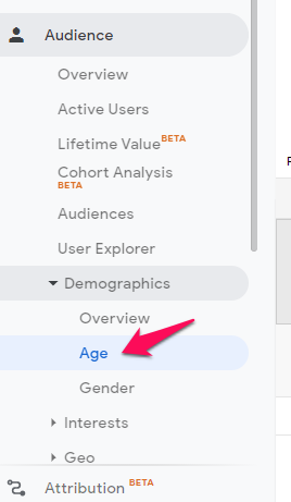 taux de rebond par âge google analtyics