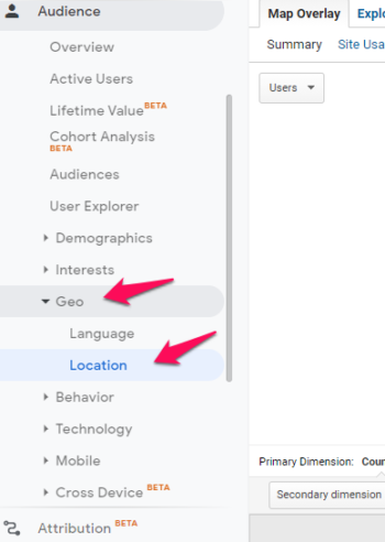 bounce rate by location 