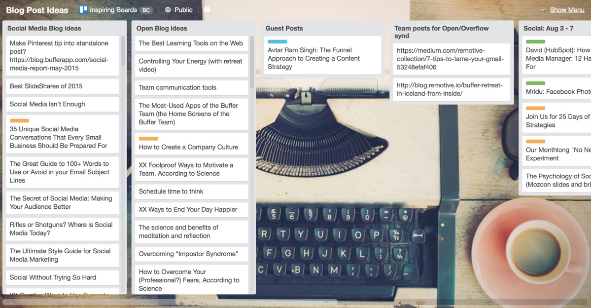 buffer blog posts trello