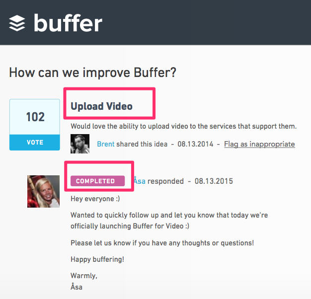 buffer customer feedback on uservoice