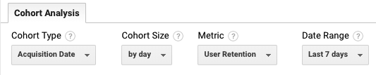 cohort analysis options