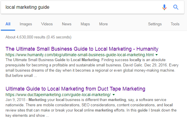 local marketing guide google search
