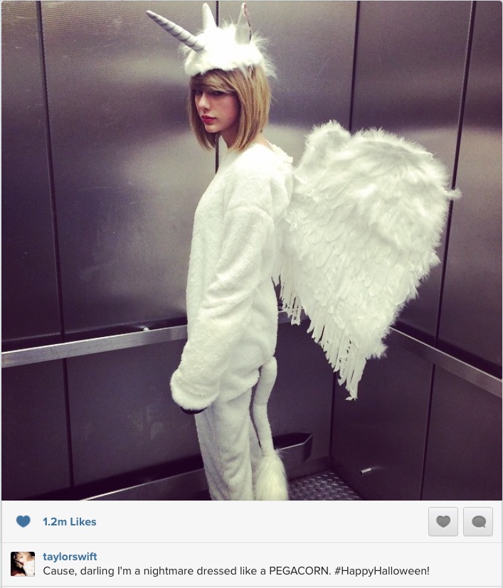 taylor swift pegacorn halloween costume shared on Instagram