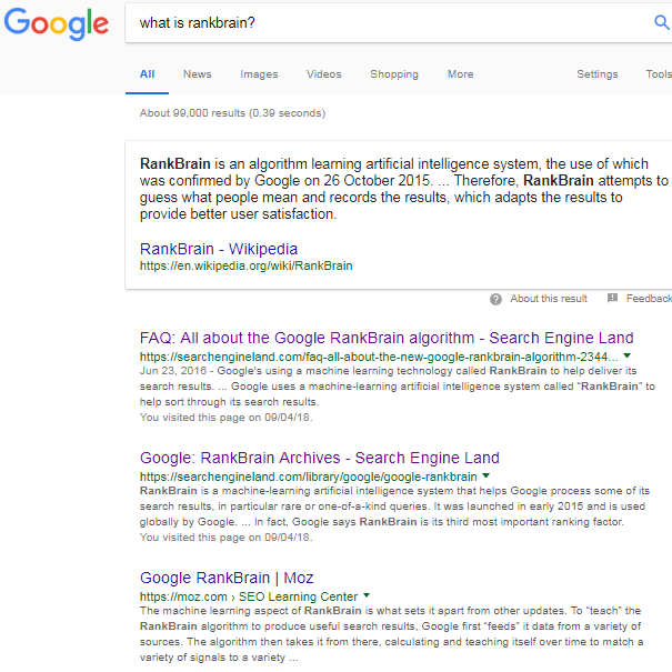 what is rankbrain google search