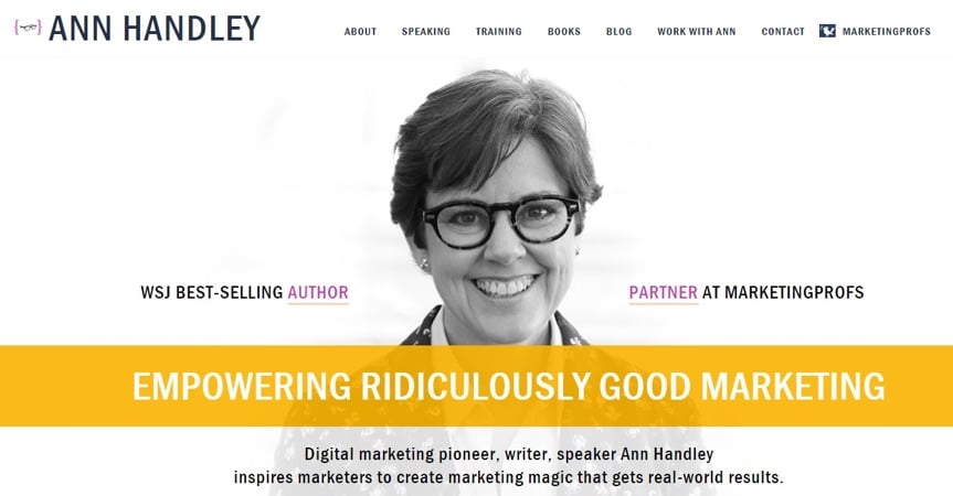 ann handley homepage in 2018