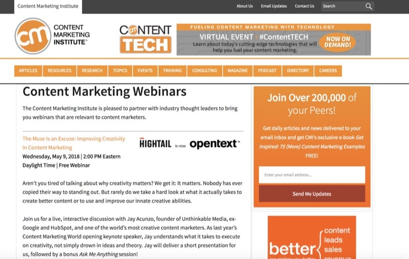 content marketing webinars