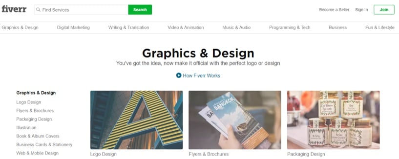fiverr homepage in 2018