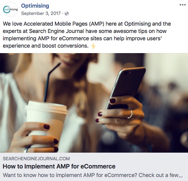 optimising facebook post about AMP