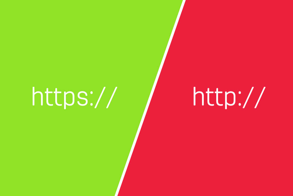 ilustração de https em verde e http em vermelho