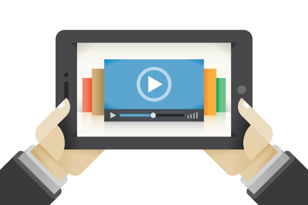 ilustração de tablet apresentando vídeo