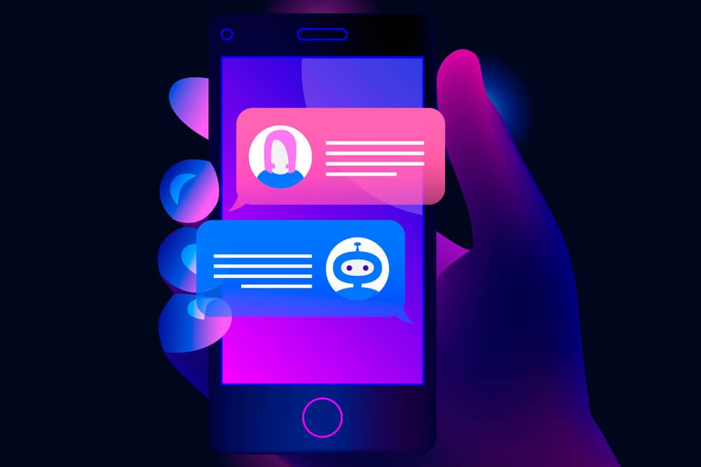 ilustração neon de mensagens em smartphone