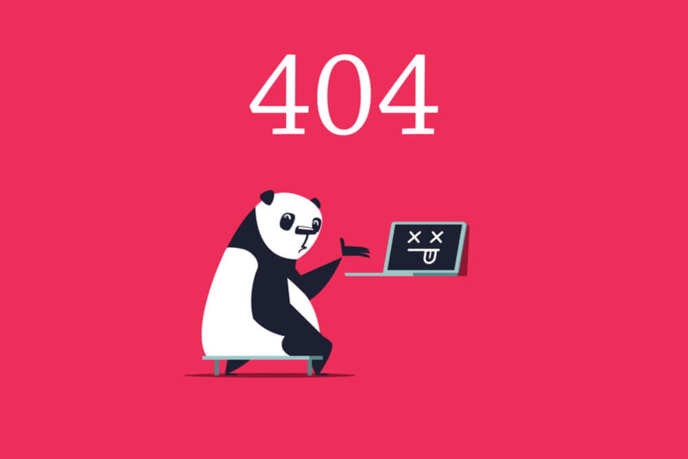 ilustração panda com problema error 404 not found