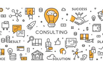ilutração de símbolos relacionados com o título Consulting