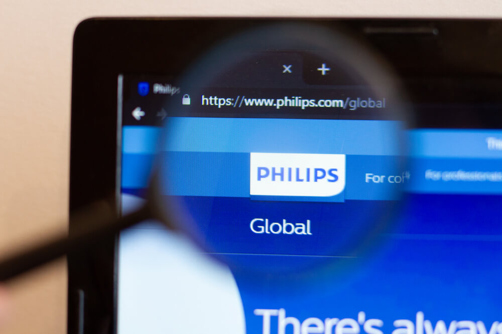 lupa aproximando no título da ágina inicial para desktop da empresa Philips