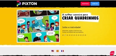 página inicial do site da ferramenta de criação Pixton