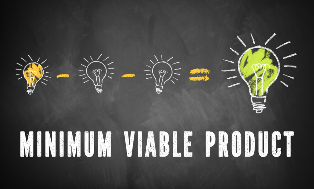 ilustração de lâmpadas e do título Minimun Viable Product