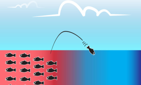 ilustração sobre a teoria de marketing oceano azul