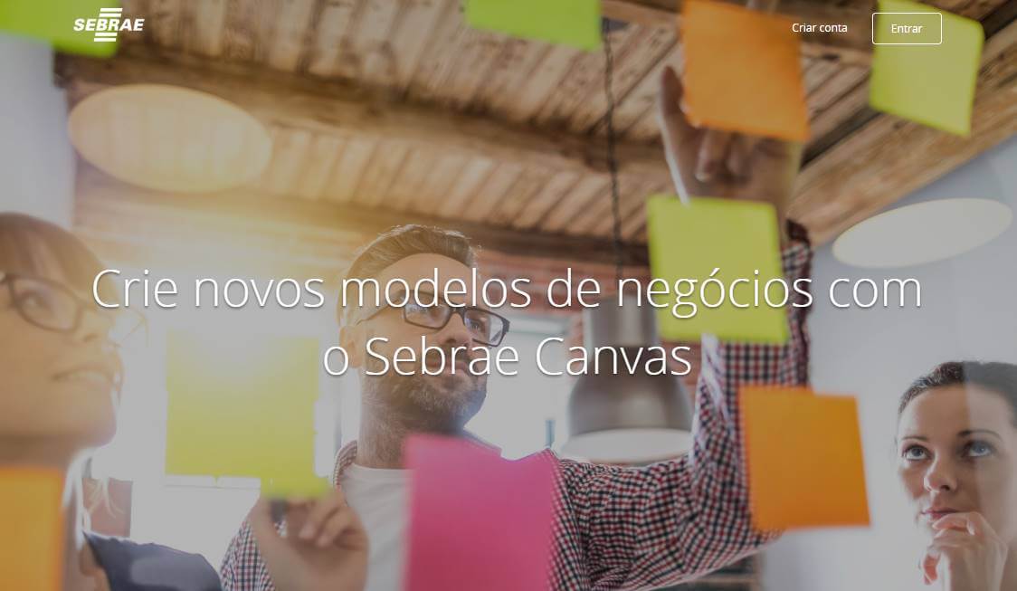 página inicial do site Sebrae Canvas para criação de modelo de negócio