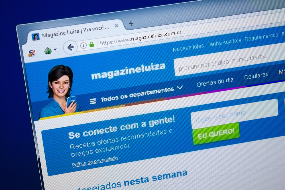 tela inicial do site de compras em varejo da empresa Magazine Luiza