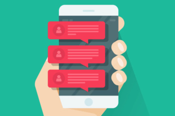 ilustraçao demonstrando smartphone com notificaçoes push em tela