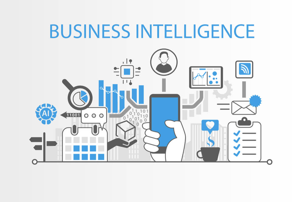 ilustração sobre business intelligence acompanhada de título