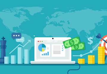 ilustrações sobre dinheiro e custos relacionados ao marketing digital