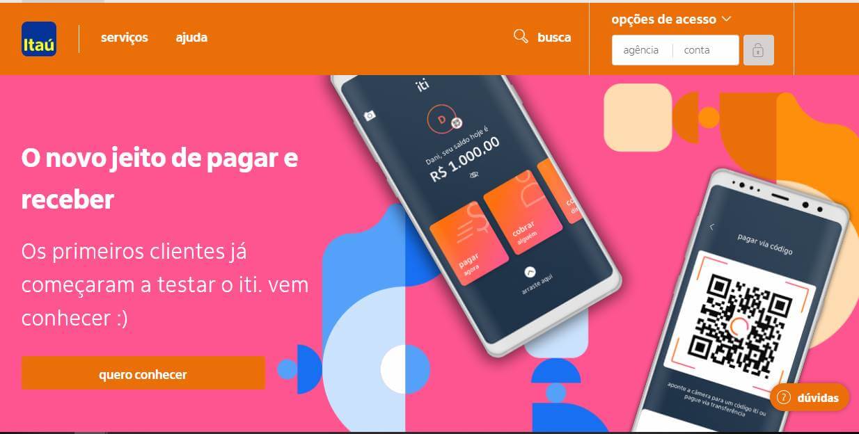 site do banco Itaú