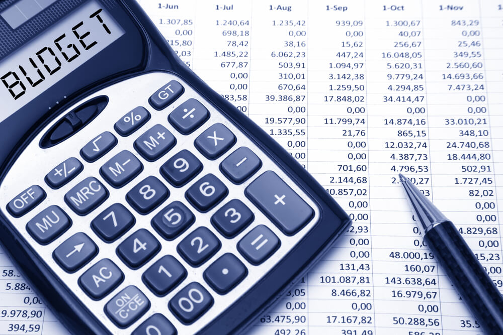 tabela de custos e calculadora com título orçamento