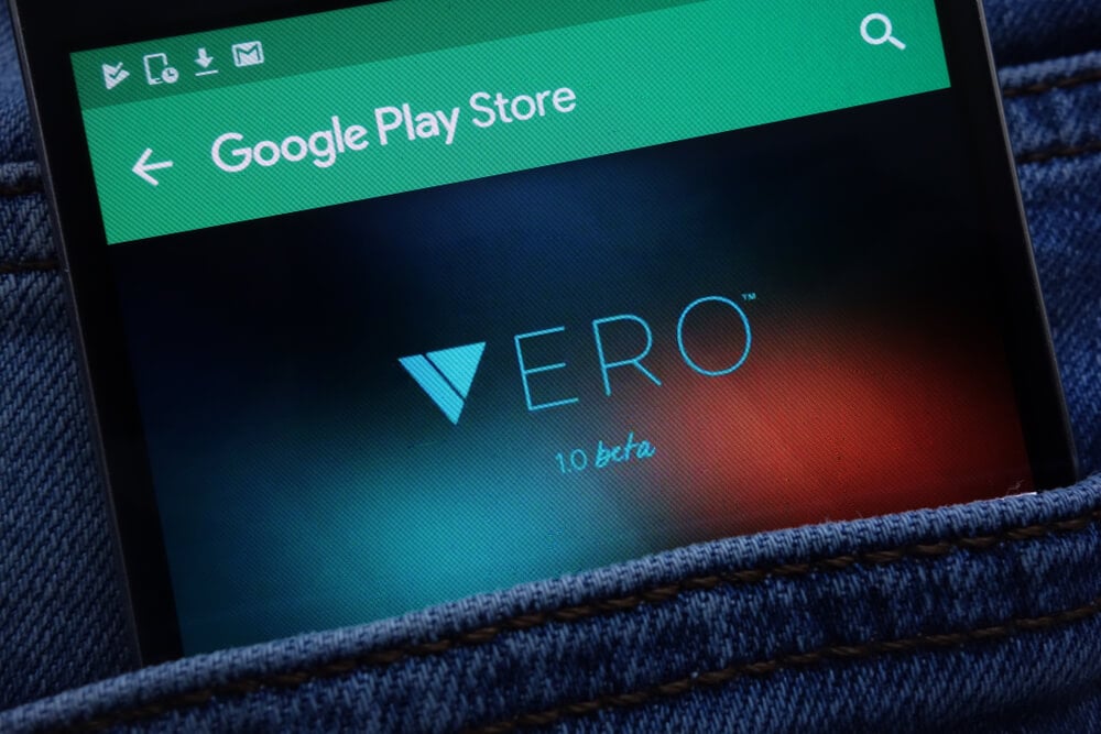 tela de download do aplicativo Vero para dispositivos android na loja virtual Google Play