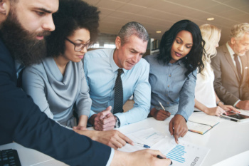 equipe empresarial em execução de planejamento