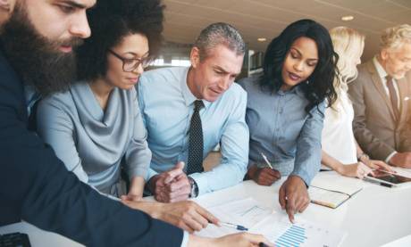 equipe empresarial em execução de planejamento