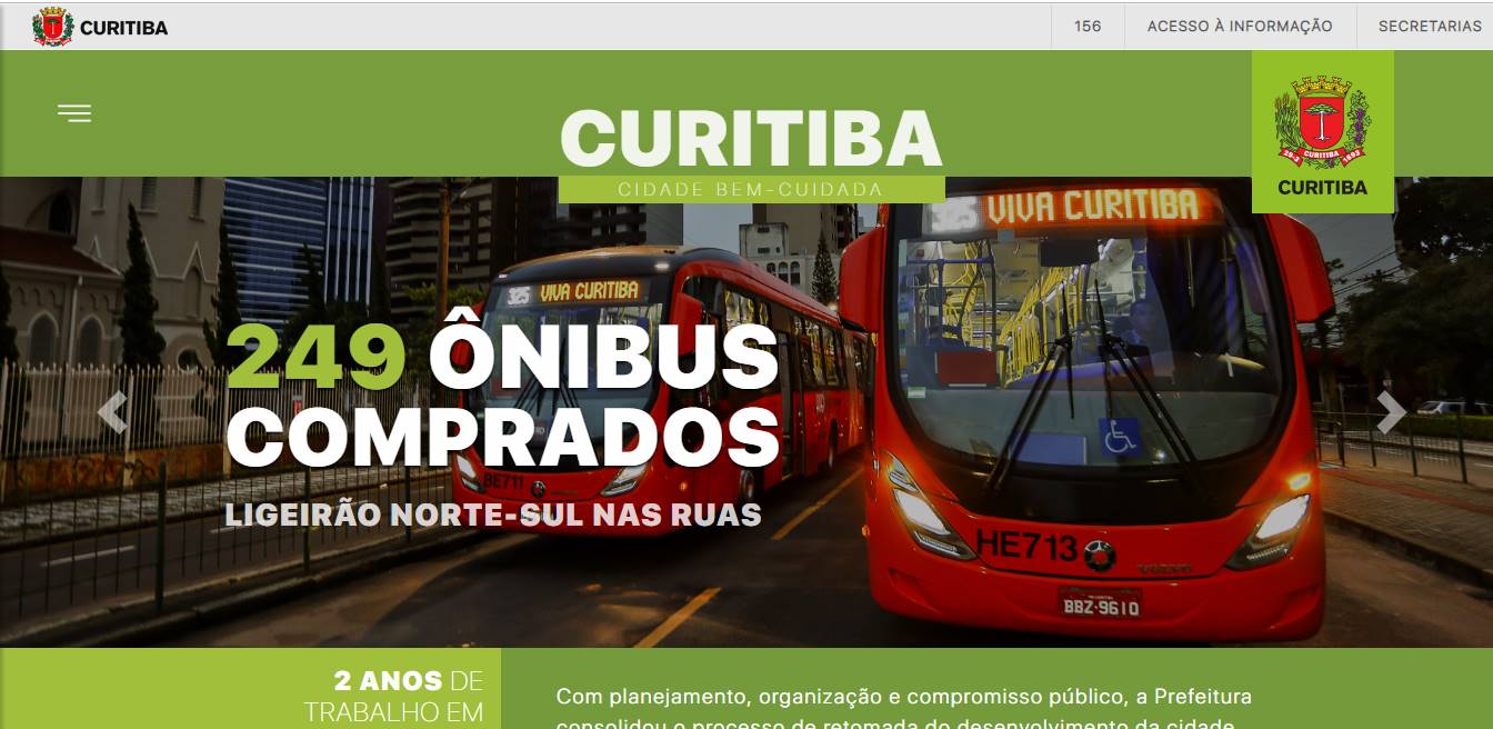 exemplo de prefeitura de curitiba de utilização de hotsite para divulgação de notícia e prestação de seriço