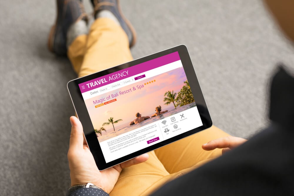 hotsite sobre viagens em tablet