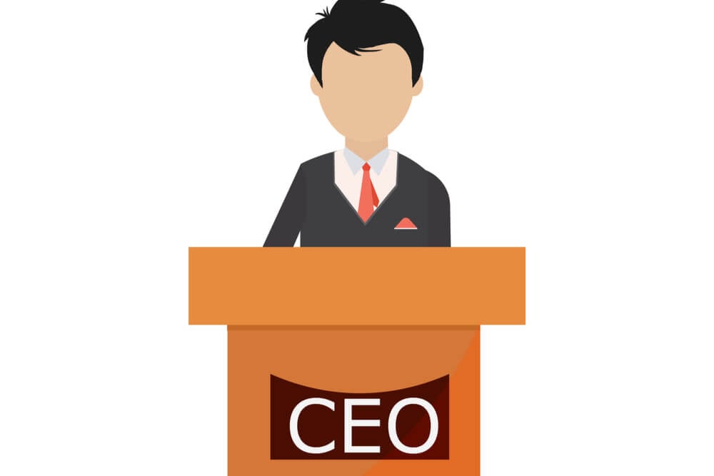 ilustraçao demonstrando lider de empresa com a palavra CEO escrita em mesa