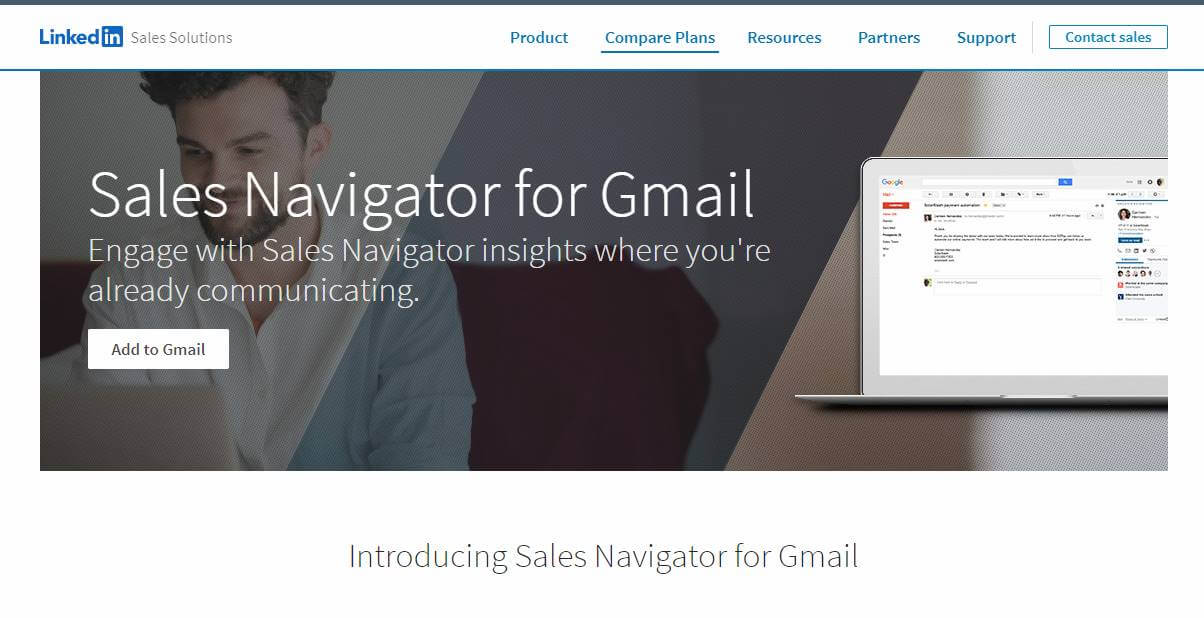 site Sales Navigator do Linkedin como exemplo de ferramenta gerenciadora de redes sociais
