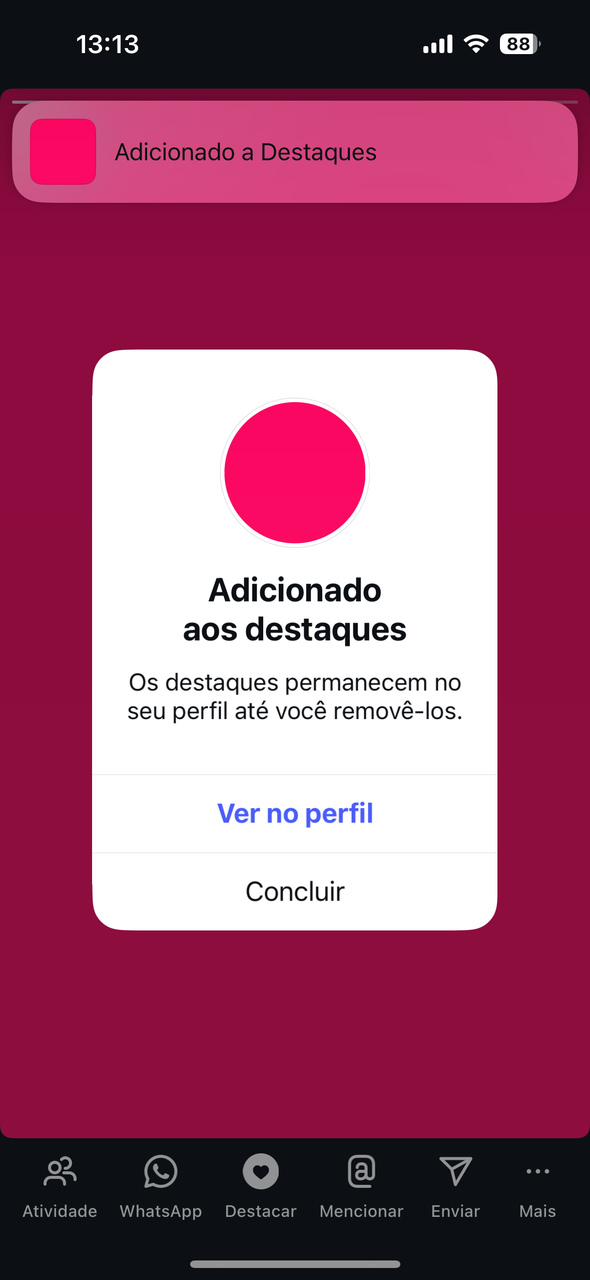 aviso de destaque criado