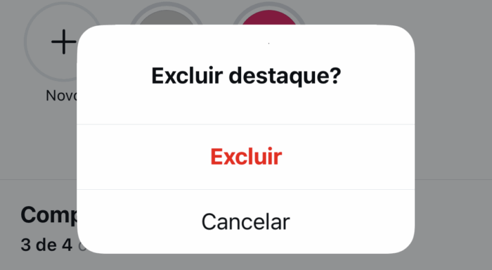 excluir destaque do instagram