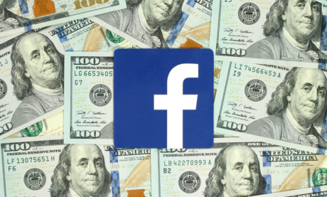 icone de aplicativo facebopok com notas de dinheiro ao fundo