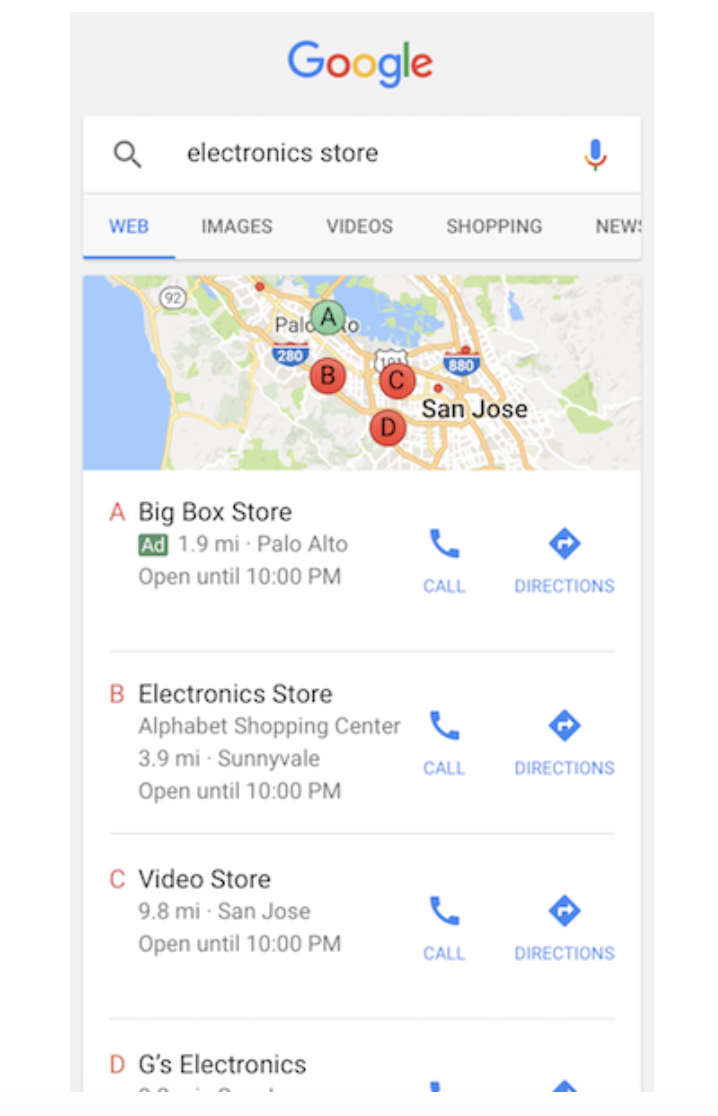 anúncios de sites pelo google maps em smartphones