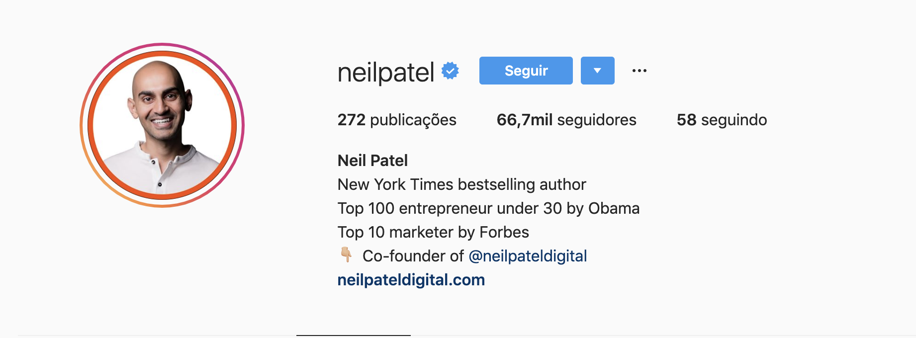 perfil neilpatel no instagram