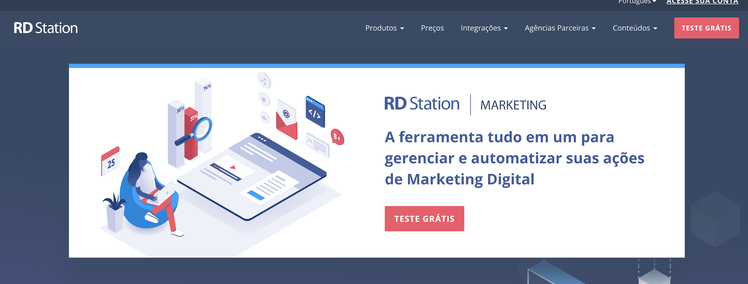 RD Station como exemplo de plataforma digitais 