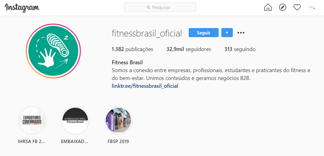 fitness brasil oficial como exemplo de bio fitness para instagram